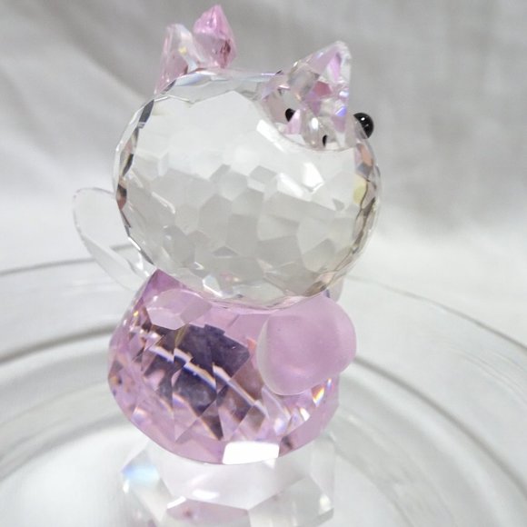 Winged HELLO KITTY Fairy Faceted Crystal Glass Art Figurine Pink Dress Cute Eyes - Picture 10 of 10